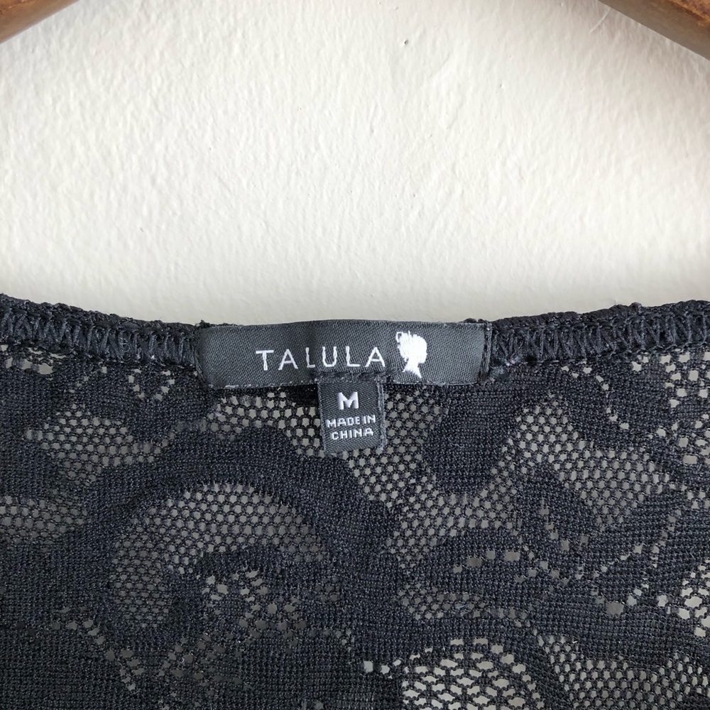 Talula Aritzia Black Floral Lace Long Sleeve Scoop Neck Mini Dress M - Picture 6 of 13